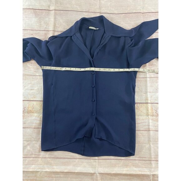 Balenciaga Women's Navy Blue 100% Silk Blouse - 34 (US 4) (Has Flaw) - Picture 12 of 15